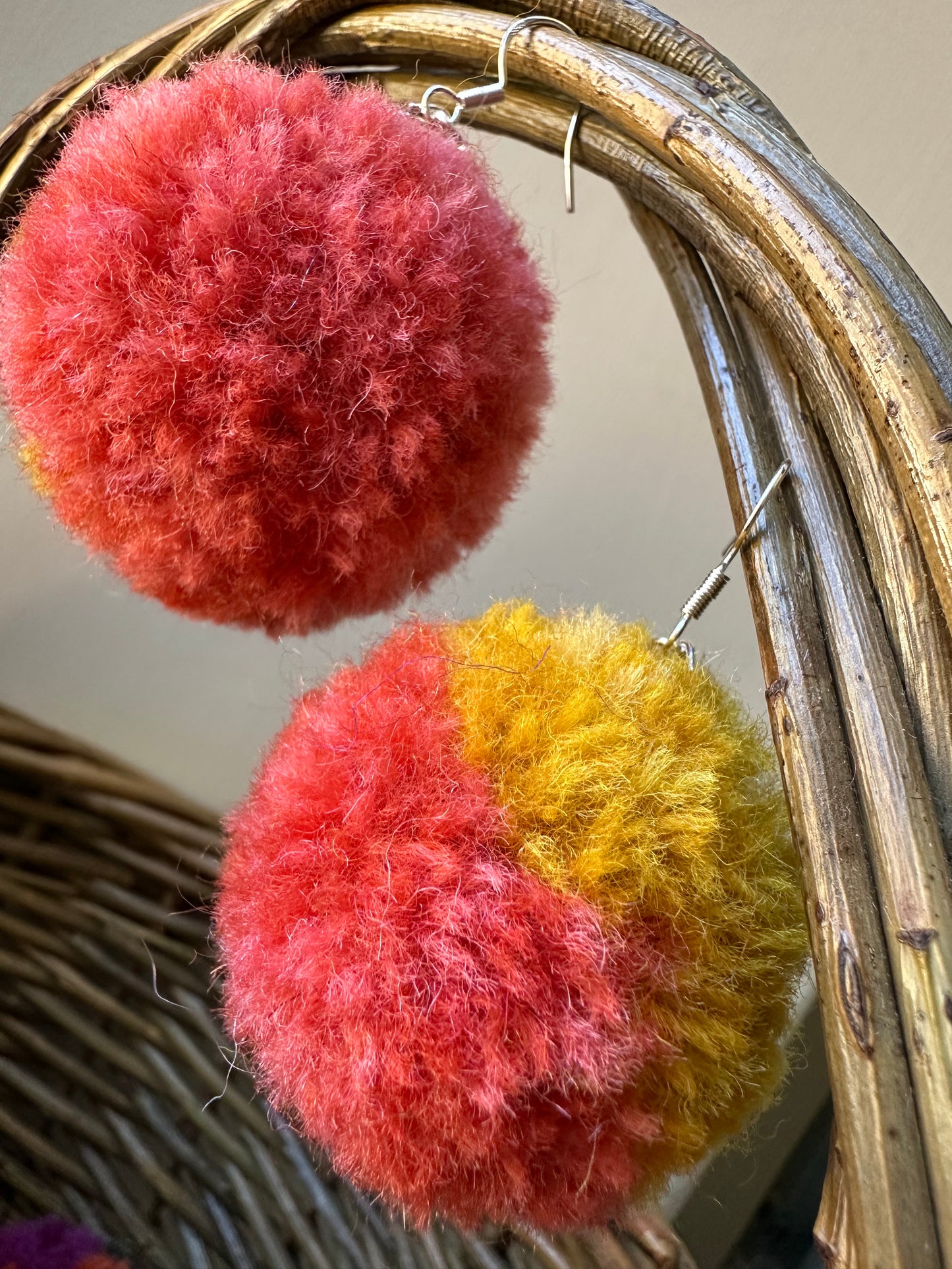 Rhubarb & Custard Pom-Pom Earrings