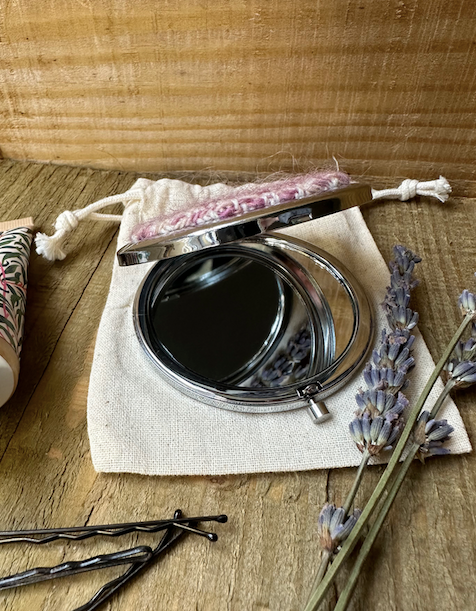 'Clover Fields' Hand Painted British Wool Pocket Mirror