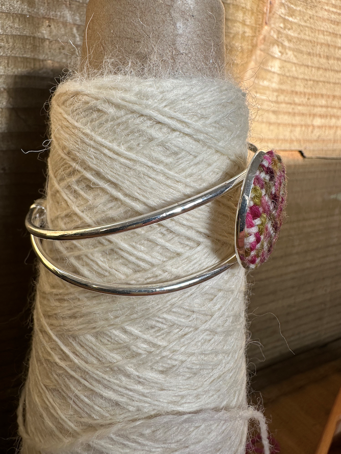 'Dark Magnolia' Painted Weft Handwoven British Wool Bangle
