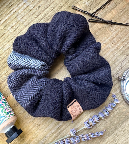 Herringbone Stripe British Wool Scrunchies