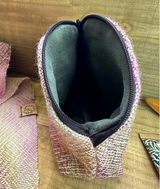 Hand-Painted and Woven 'Magnolia' British Wool Zip Pouch