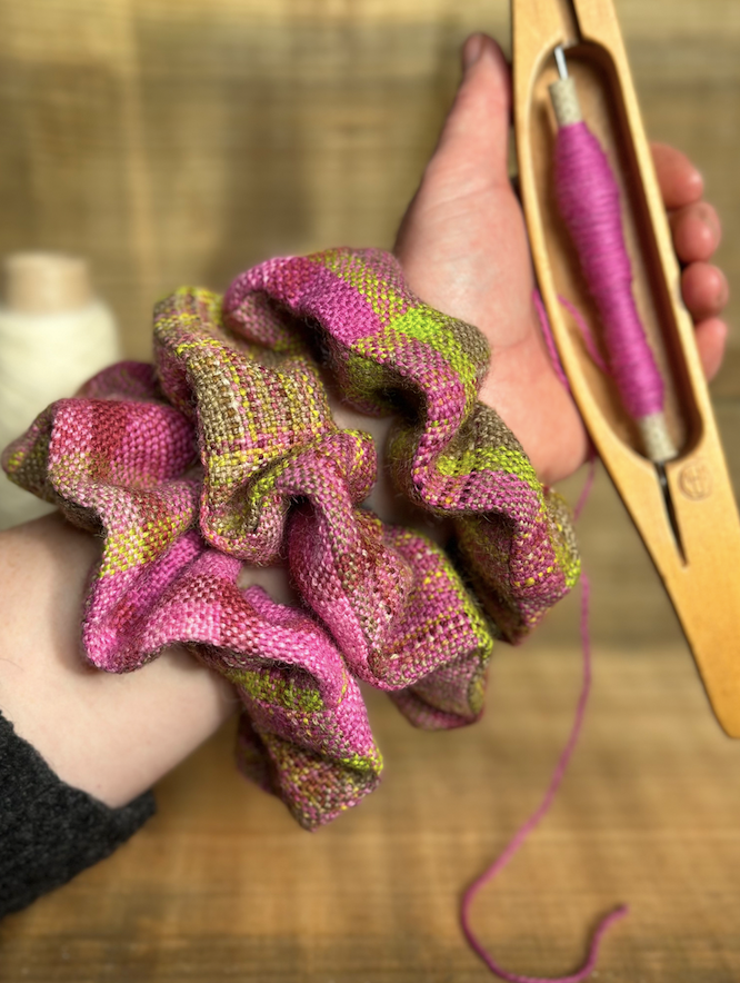 'Magnolia' Plaid Handwoven British Wool Scrunchies