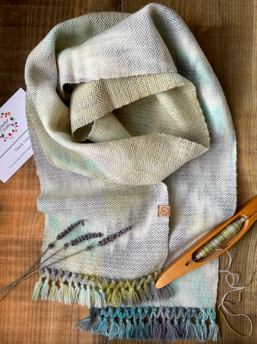 The 'Winter Falls' Hand Painted Warp Herringbone Scarf
