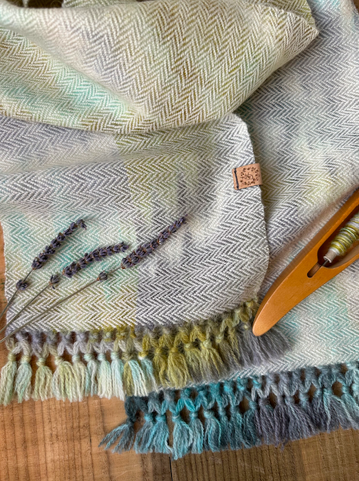 The 'Winter Falls' Hand Painted Warp Herringbone Scarf