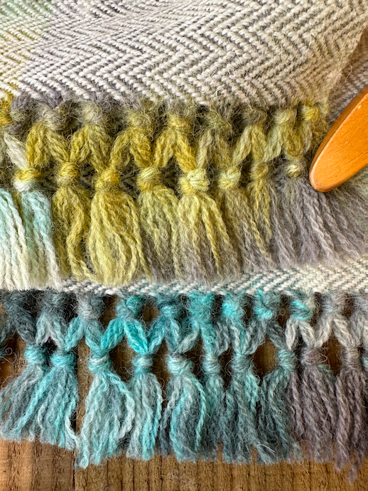 The 'Winter Falls' Hand Painted Warp Herringbone Scarf