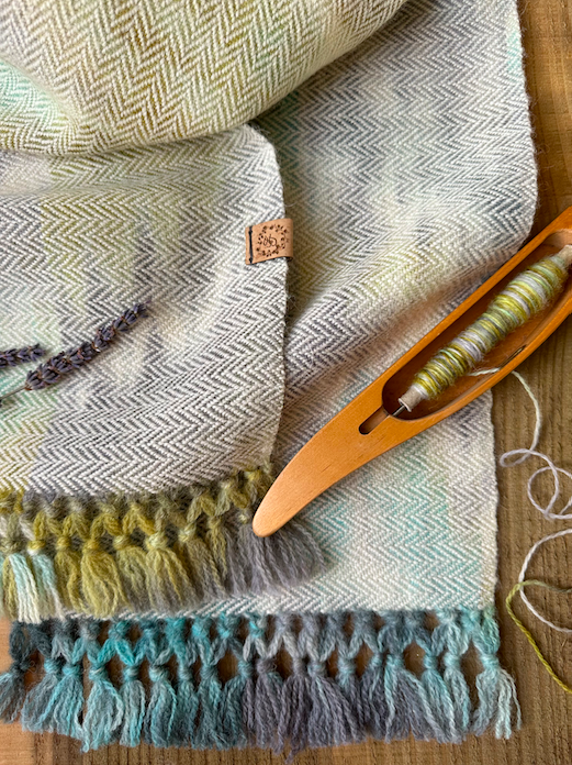 The 'Winter Falls' Hand Painted Warp Herringbone Scarf