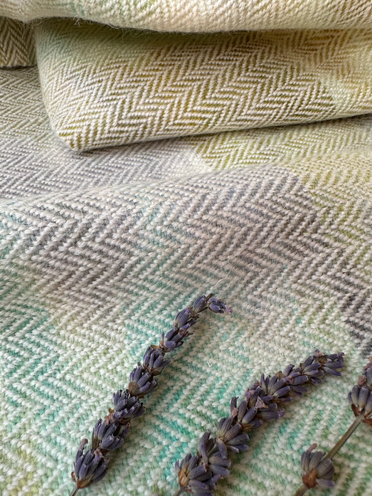 The 'Winter Falls' Hand Painted Warp Herringbone Scarf