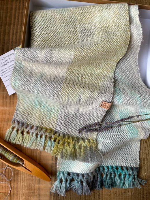The 'Winter Falls' Hand Painted Warp Herringbone Scarf