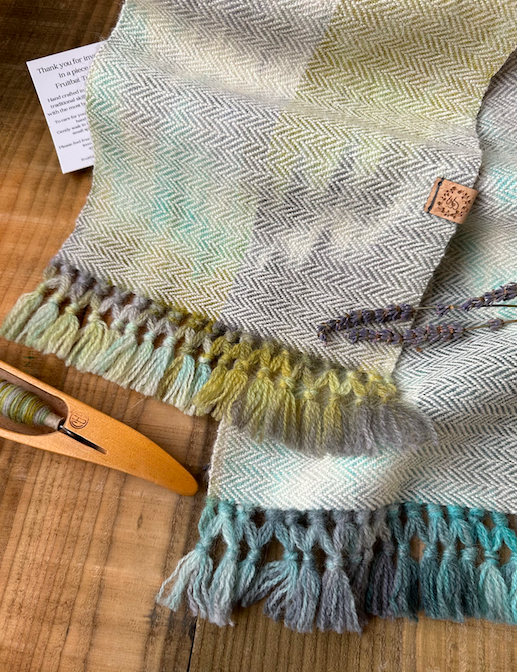 The 'Winter Falls' Hand Painted Warp Herringbone Scarf