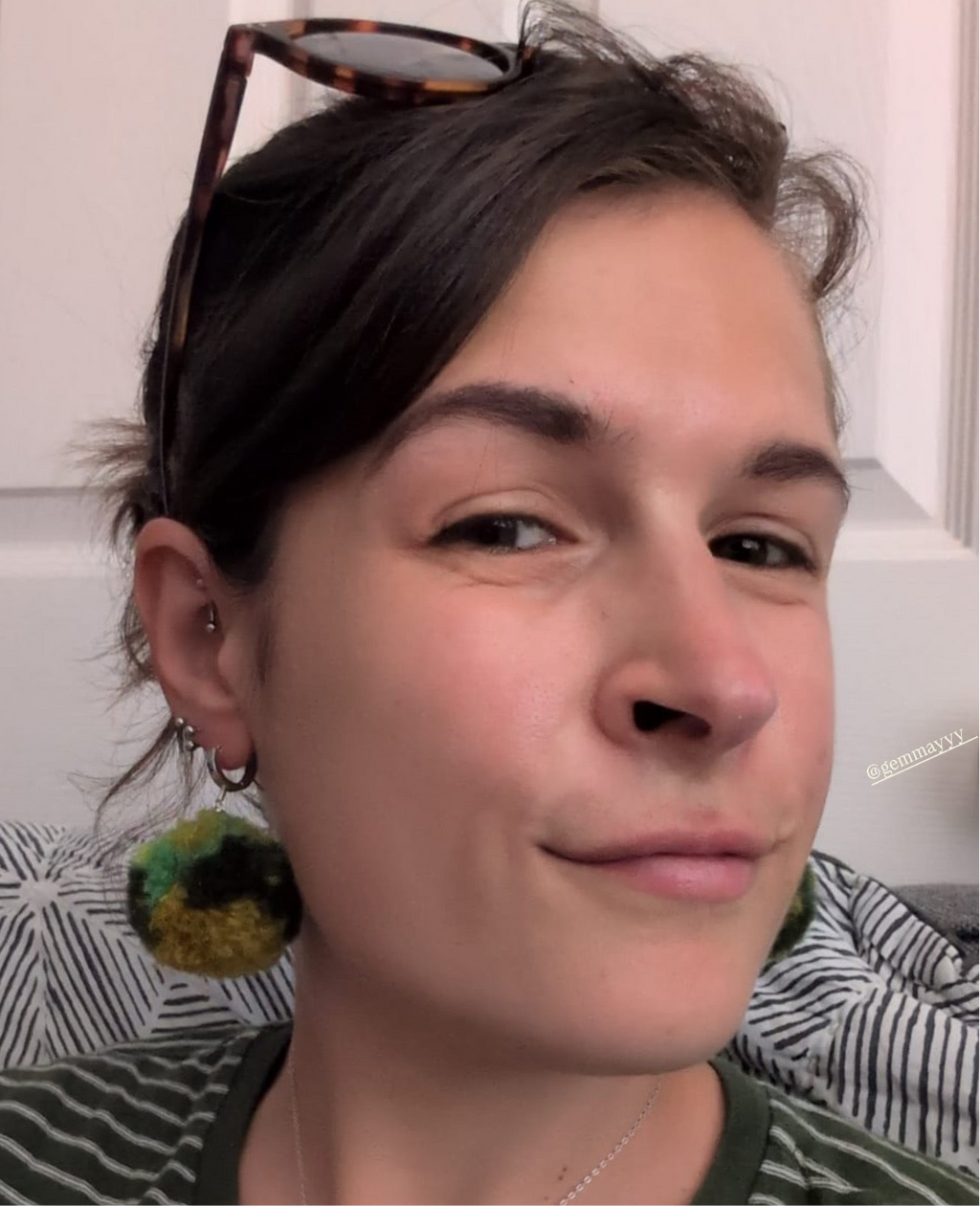Brown, Beige and Red Orange Pom-Pom Earrings