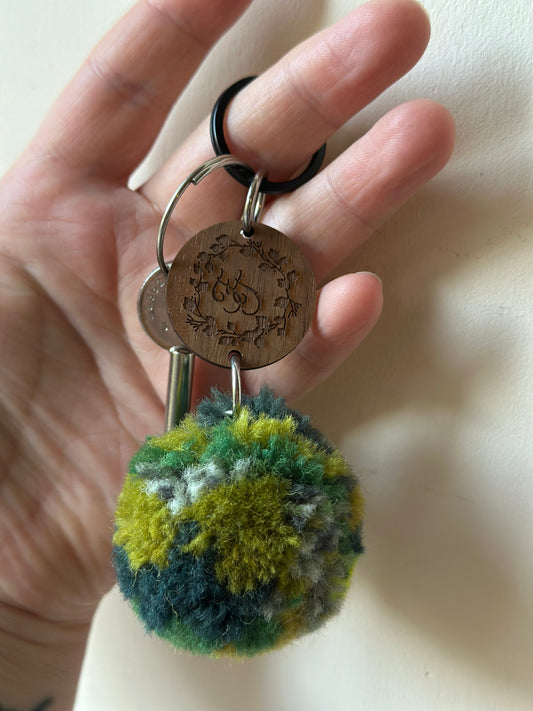Shades of Green Pom-Pom Keyring