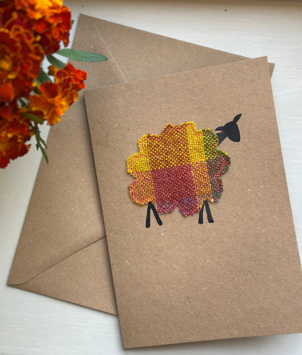 Handmade Sheep Greetings Card With Hand Painted Watercolour Details - Blank Inside