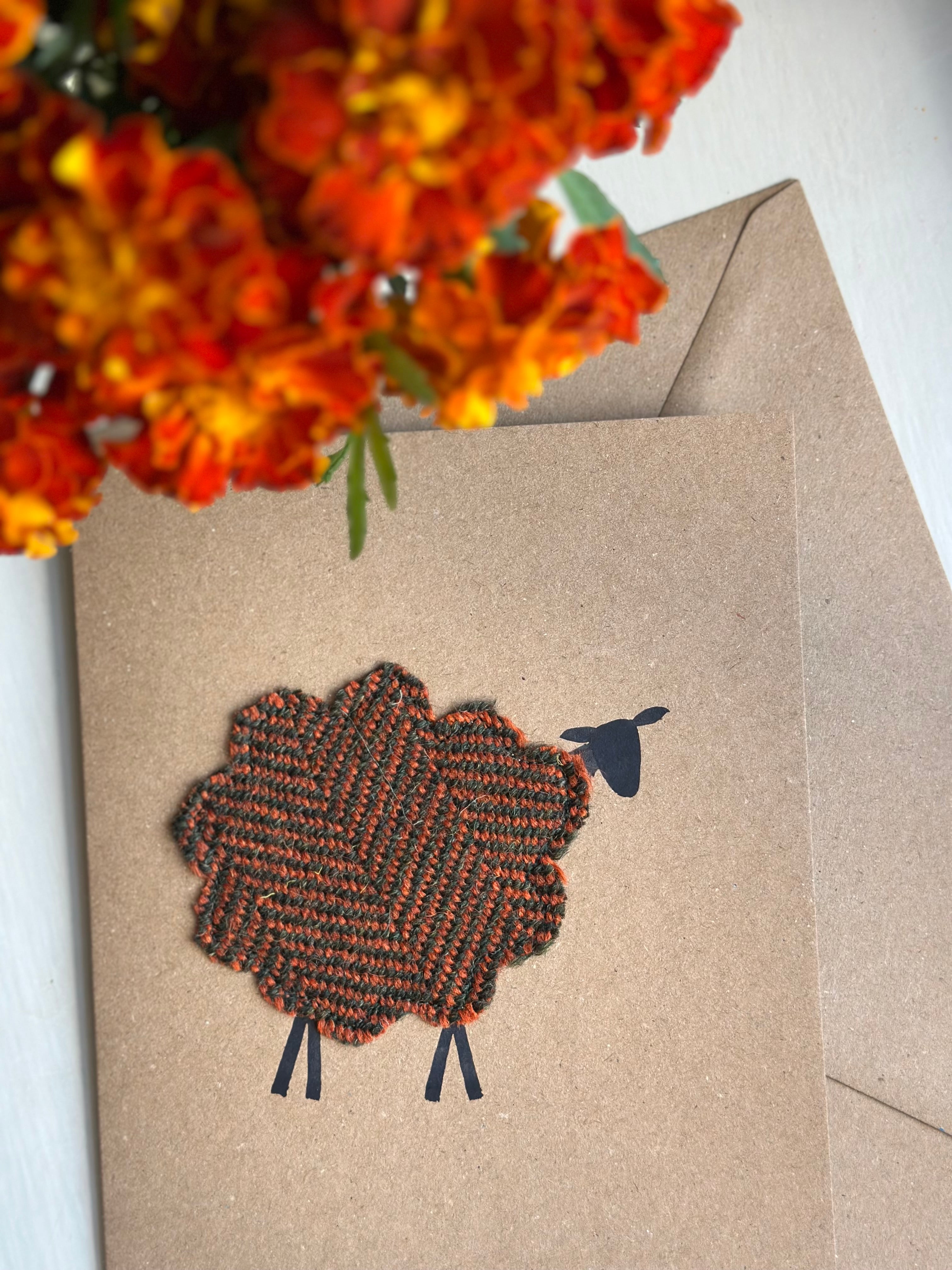 Handmade Sheep Greetings Card With Hand Painted Watercolour Details - Blank Inside