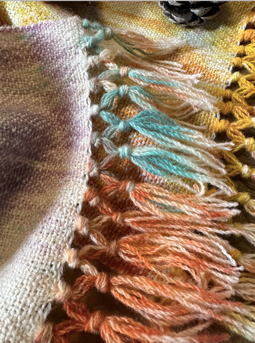 Autumn at Cotehele Painted Warp British Lambswool Scarf