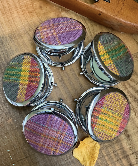 Autumn at Cotehele Handwoven British Wool Plaid Pocket Mirrors