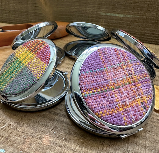 Autumn at Cotehele Handwoven British Wool Plaid Pocket Mirrors