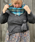Blue & Grey Check British Wool Cowl