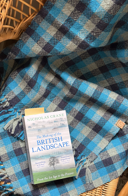 Blue & Grey Check British Wool Shawl