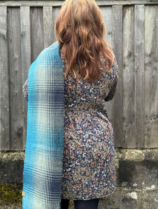 Blue & Grey Graduating Plaid British Wool Scarf