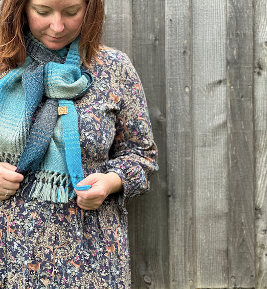 Blue & Grey Graduating Plaid British Wool Scarf
