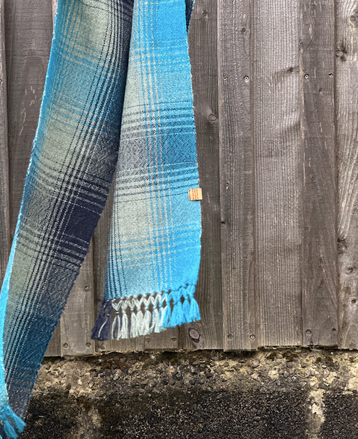 Blue & Grey Graduating Plaid British Wool Scarf