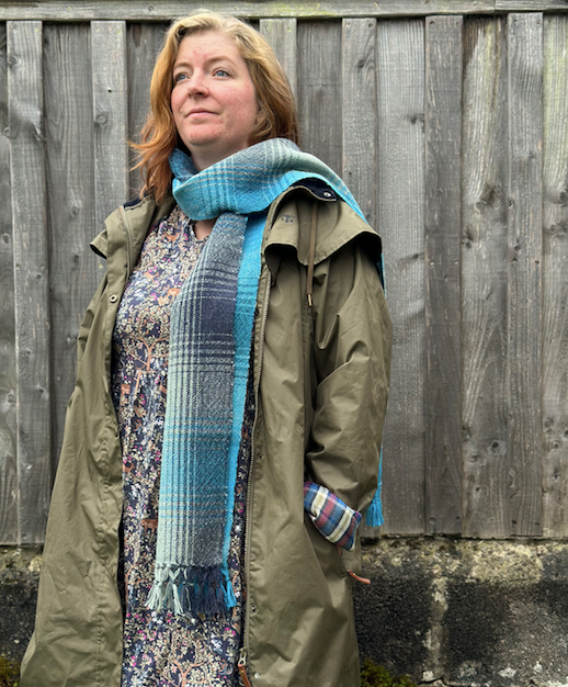 Blue & Grey Graduating Plaid British Wool Scarf