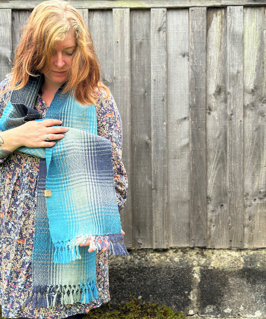 Blue & Grey Graduating Plaid British Wool Scarf