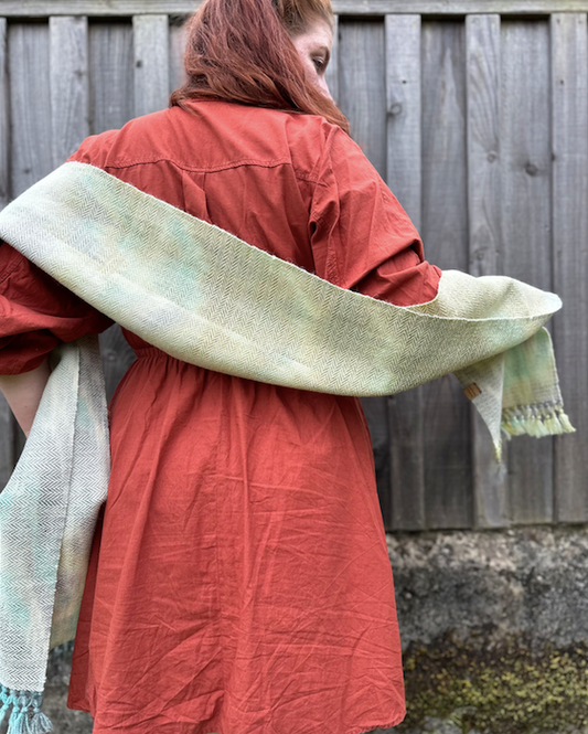 The 'Winter Falls' Hand Painted Warp Herringbone Scarf