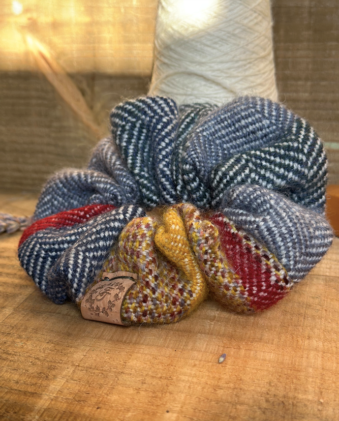 Colour Block Stripe Handwoven British Wool Scrunchie