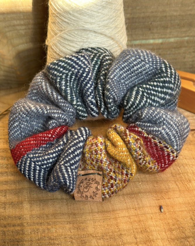 Colour Block Stripe Handwoven British Wool Scrunchie