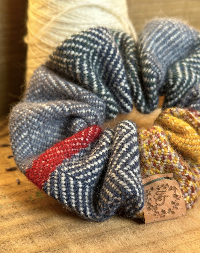 Colour Block Stripe Handwoven British Wool Scrunchie