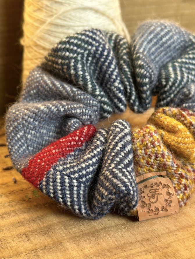 Colour Block Stripe Handwoven British Wool Scrunchie