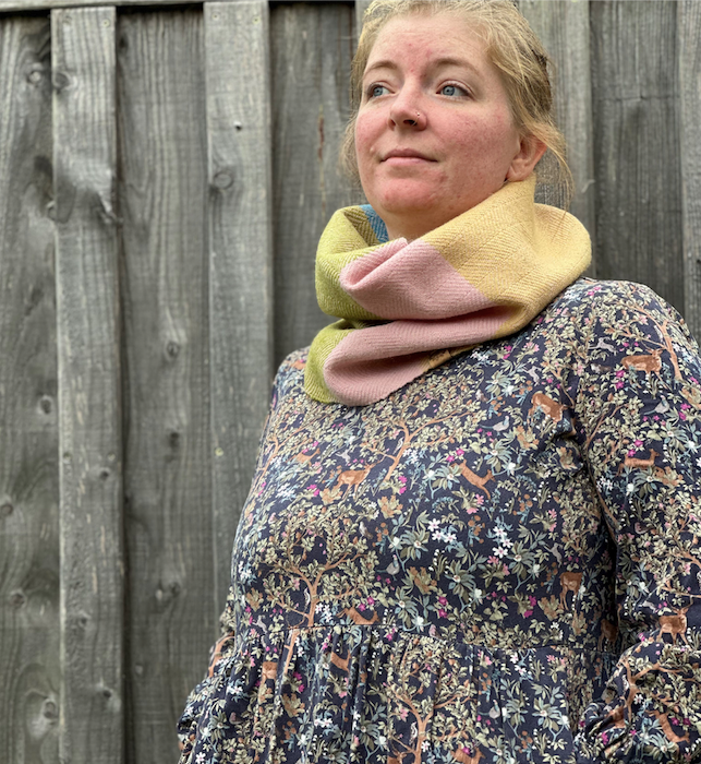 Pastel Colour Block Herringbone British Wool Cowl