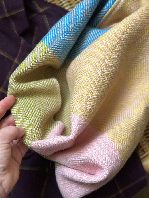 Pastel Colour Block Herringbone British Wool Cowl