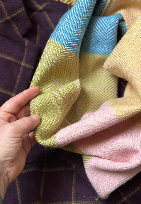 Pastel Colour Block Herringbone British Wool Cowl