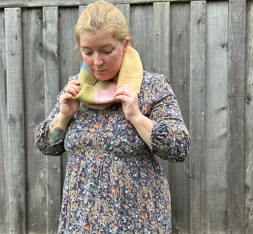 Pastel Colour Block Herringbone British Wool Cowl