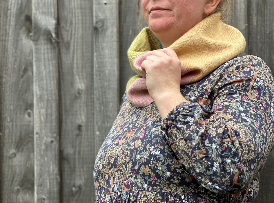 Pastel Colour Block Herringbone British Wool Cowl
