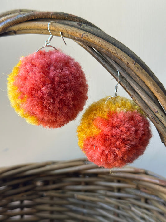 Rhubarb & Custard Pom-Pom Earrings