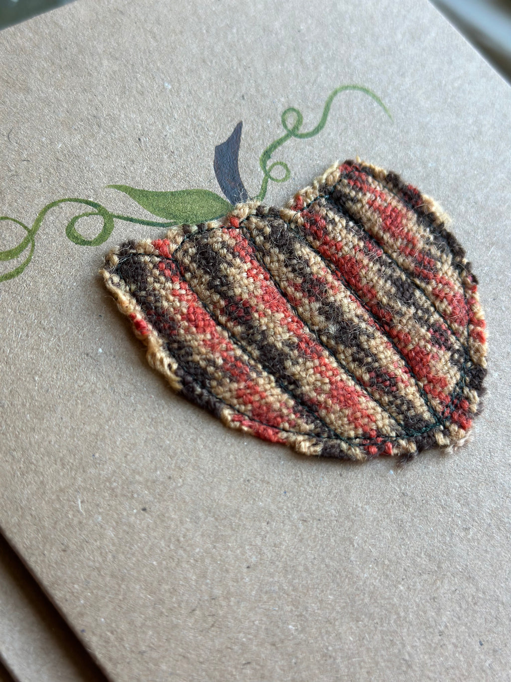 Handmade Pumpkin Greetings Card With Hand Painted Watercolour Details - Blank Inside