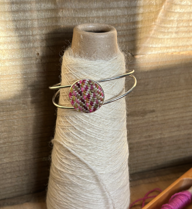 'Dark Magnolia' Painted Weft Handwoven British Wool Bangle