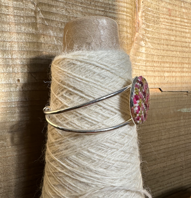 'Dark Magnolia' Painted Weft Handwoven British Wool Bangle