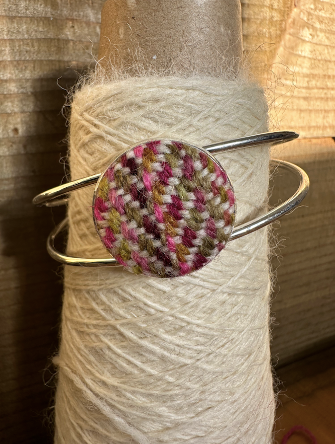 'Dark Magnolia' Painted Weft Handwoven British Wool Bangle