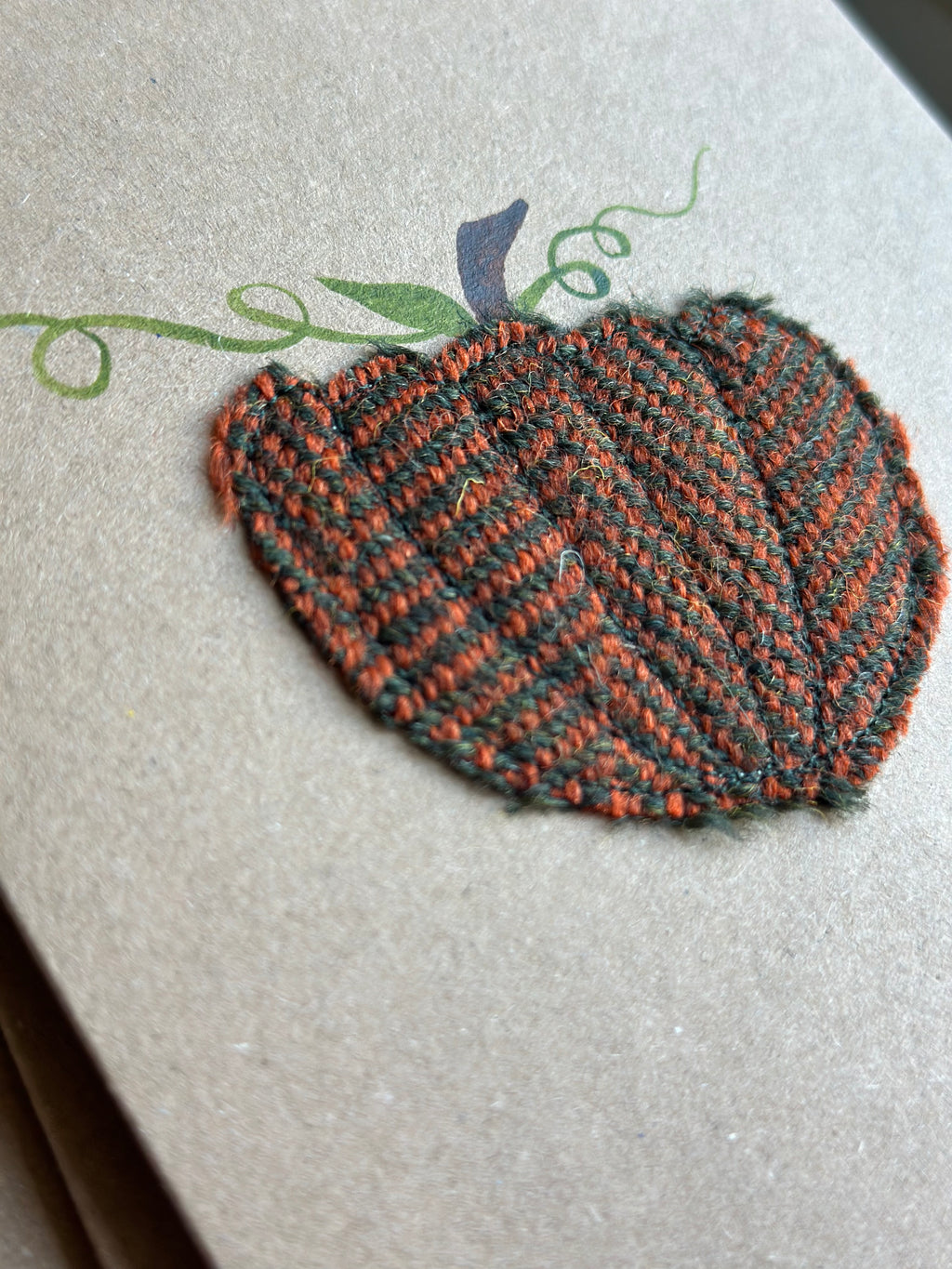 Handmade Pumpkin Greetings Card With Hand Painted Watercolour Details - Blank Inside