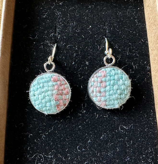 Hand Painted British Wool Remnant Fabric Earrings