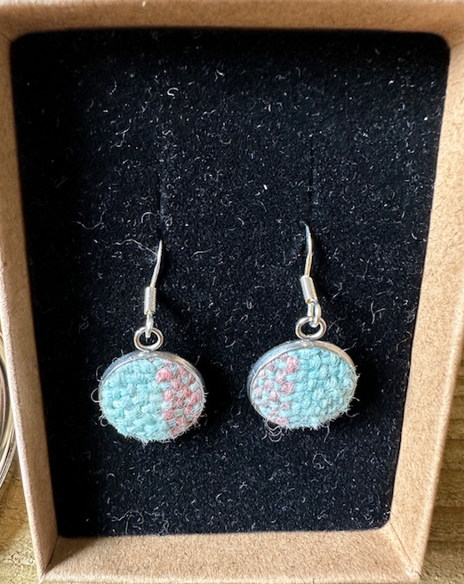 Hand Painted British Wool Remnant Fabric Earrings