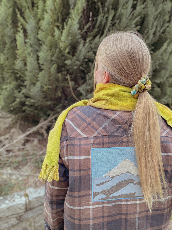 'Spring on the Avenue' Plaid Handwoven British Wool Small Scrunchies