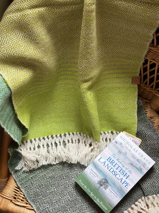 Green Graduating Diamonds British Wool Shawl