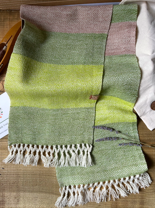 The Green and Taupe Striped Lightweight Scarf