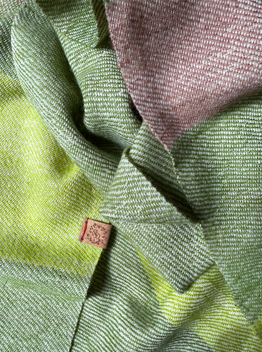 Lightweight Green & Taupe Stripe Twill British Wool Scarf