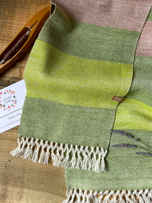 The Green and Taupe Striped Lightweight Scarf